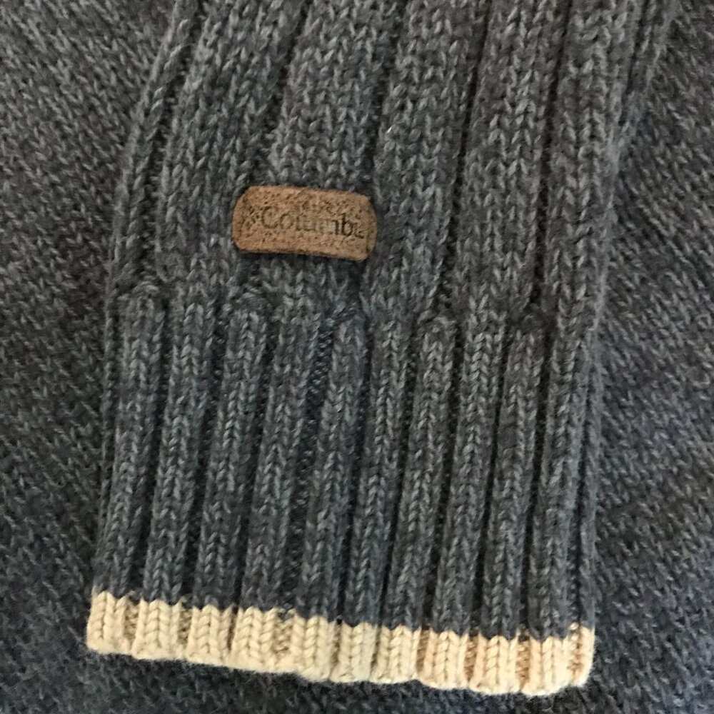 Columbia Men's Heavy Duty Knit V neck Sweater Fall Gray cable knit Size Medium - Picture 8 of 16